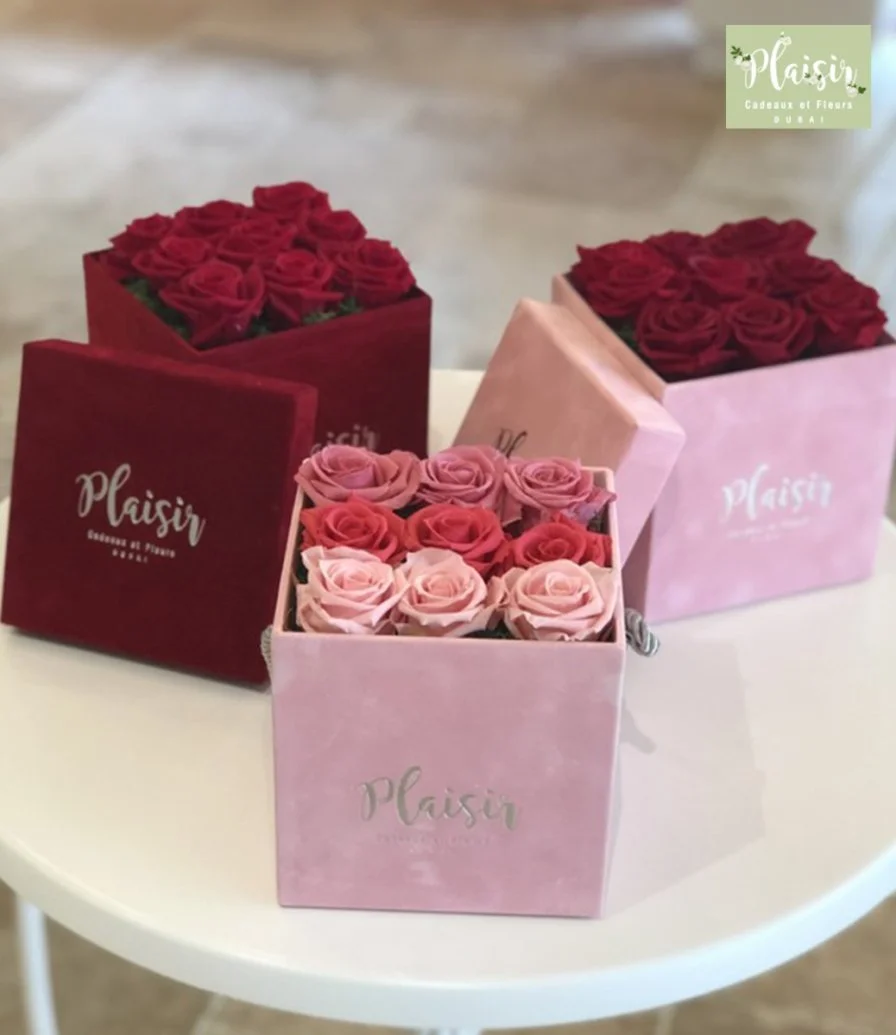 Ombre Pink Roses Infinity Box By Plaisir