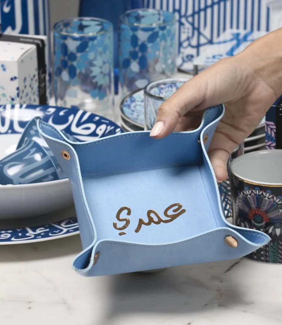 صينية عمري جلد كاتشال مع صندوق هدايا من صلصال