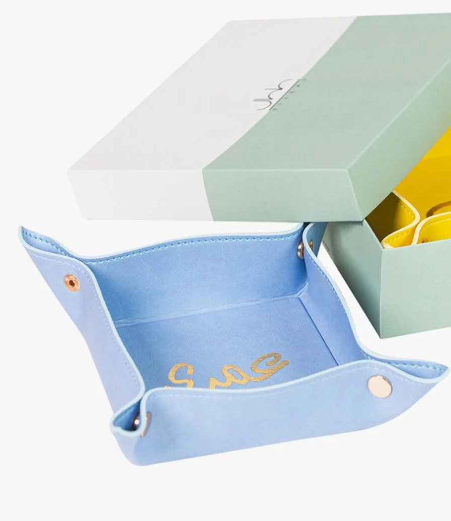 Omri Leather Catchall Tray with Gift Box By Silsal
