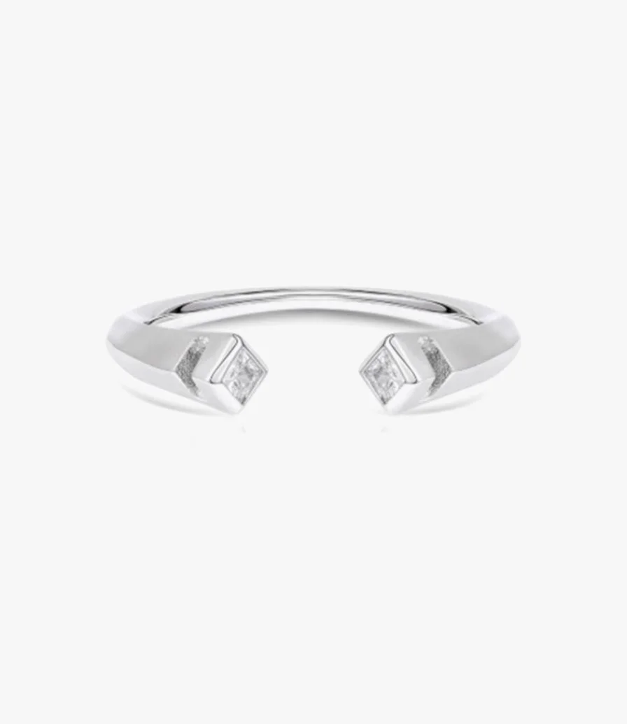 Silver Open Diamond Ring by Fluorite