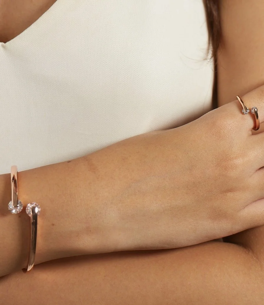 Rose Gold-Plated Open Bangle - Small