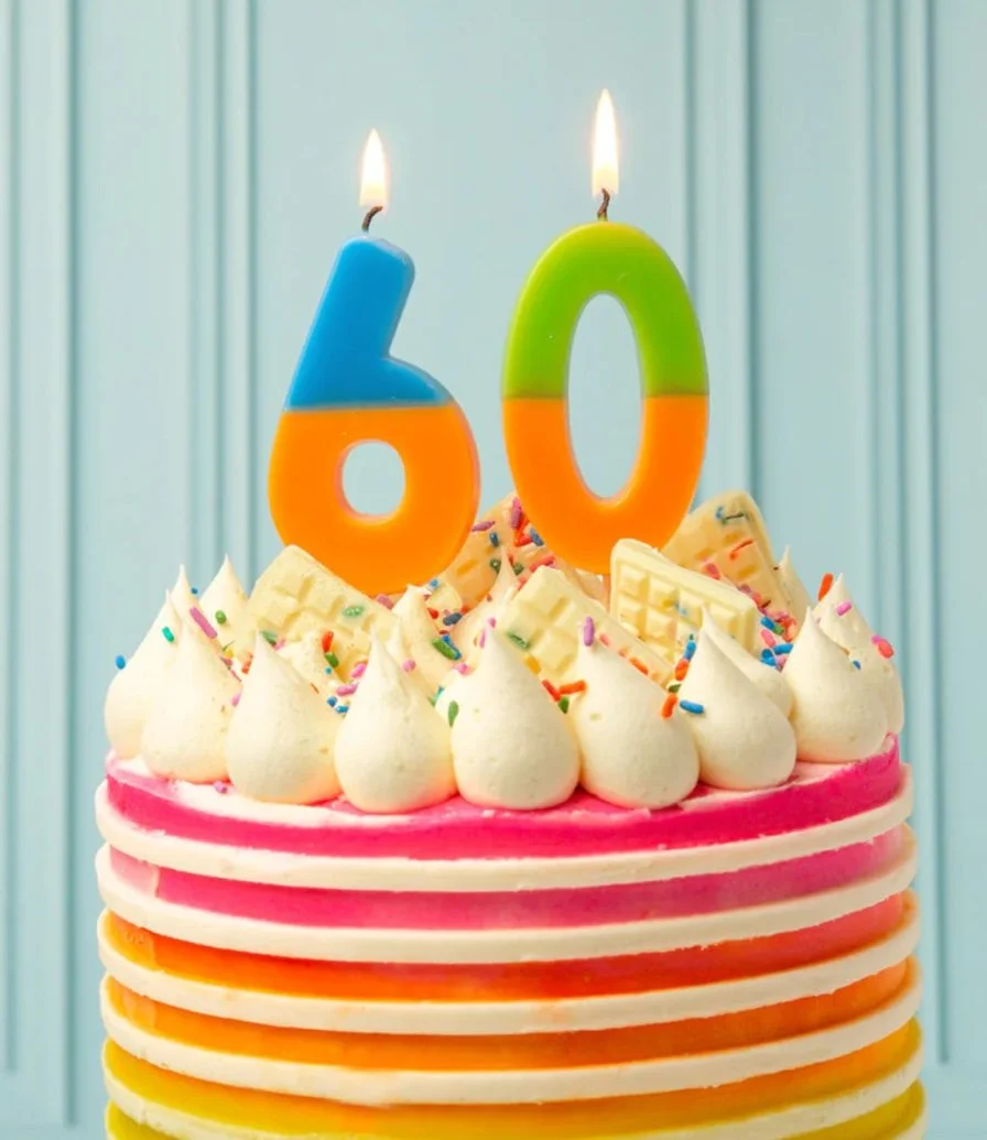 Orange and Green Birthday Number Candle - 0 by Talking Tables