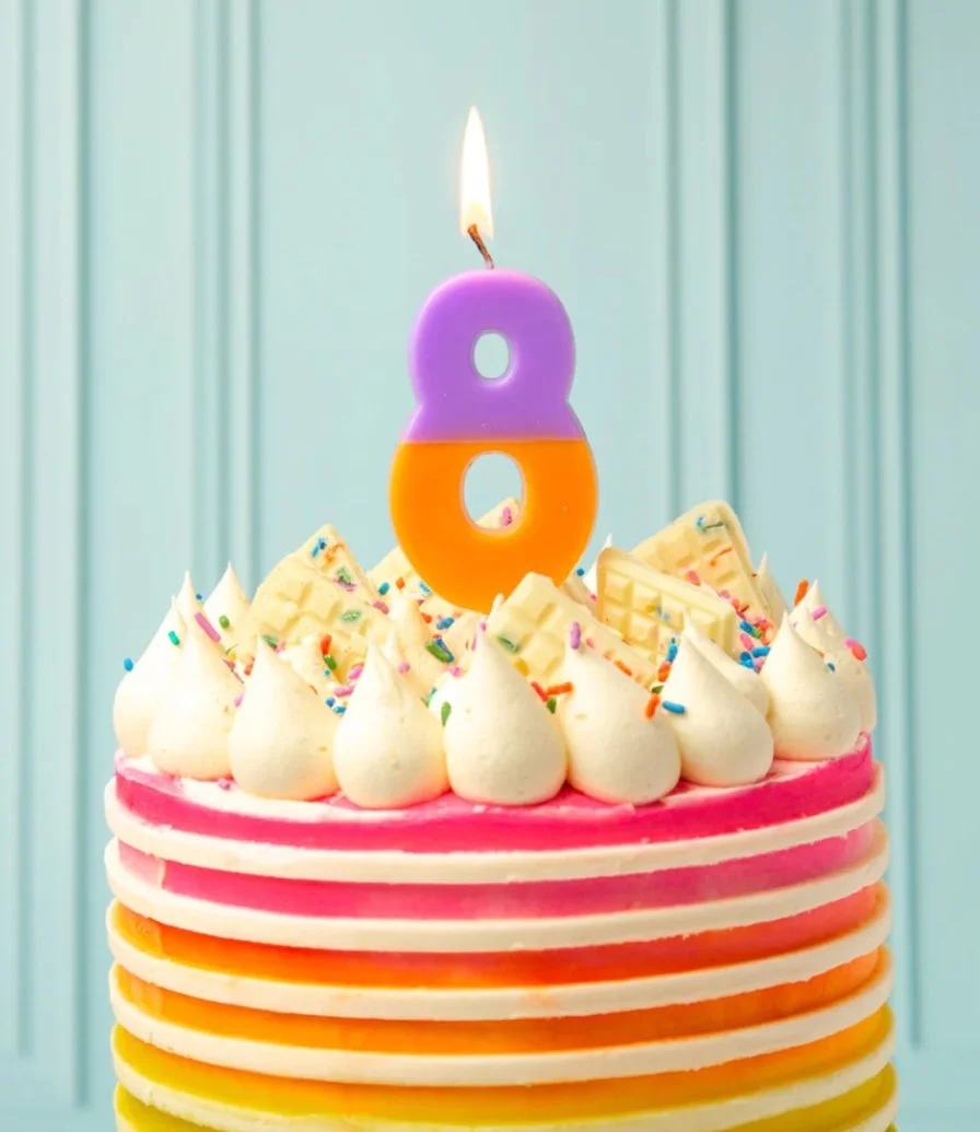 Orange and Purple Birthday Number Candle - 8 by Talking Tables