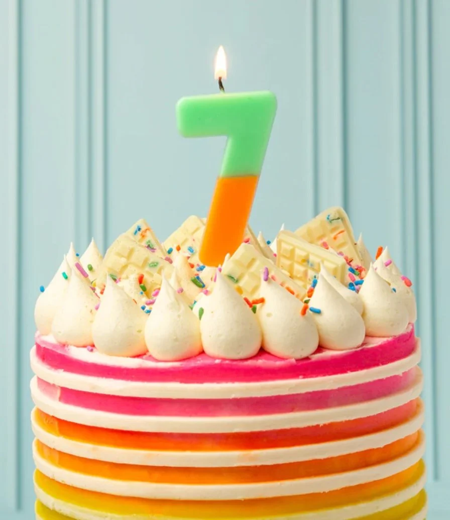 Orange and Sage Green Birthday Number Candle - 7 by Talking Tables