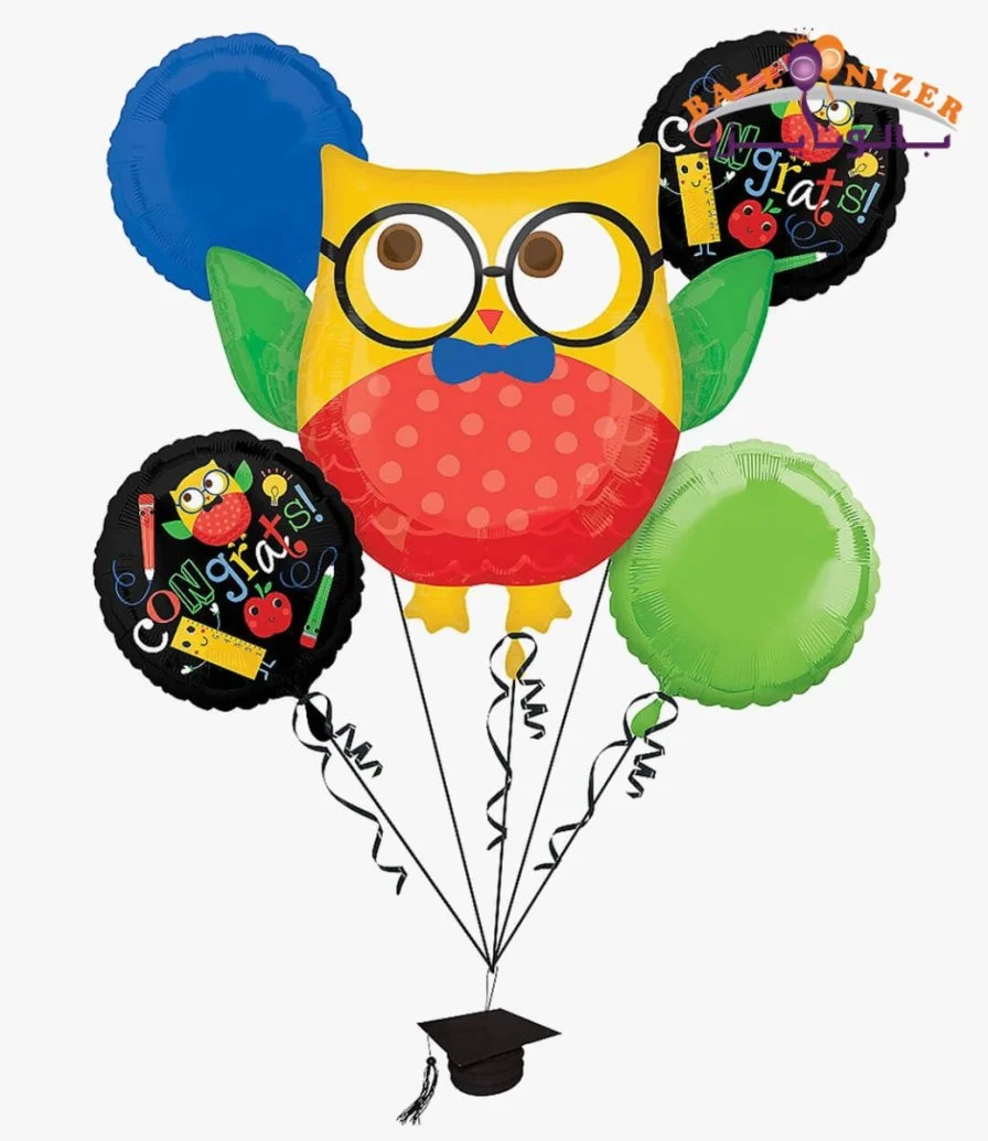 Owl Graduation Foil Balloon Bouquet