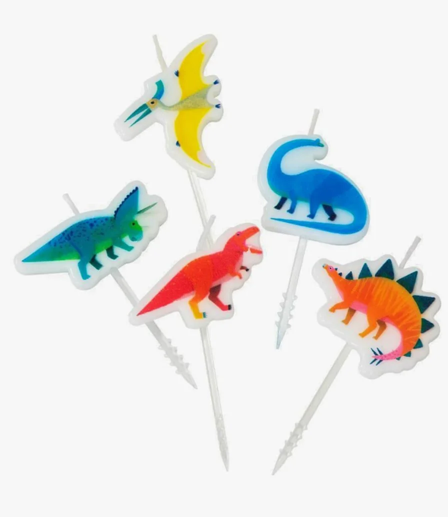 Party Dinosaur Shaped Candles 5pc Pack by Talking Tables