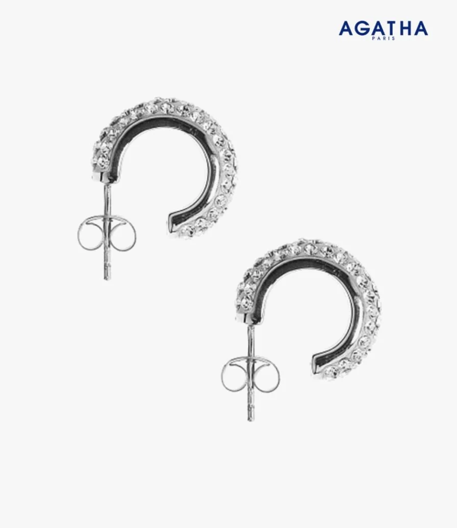Pavé Set Ceramic Mini Hoop Earrings
