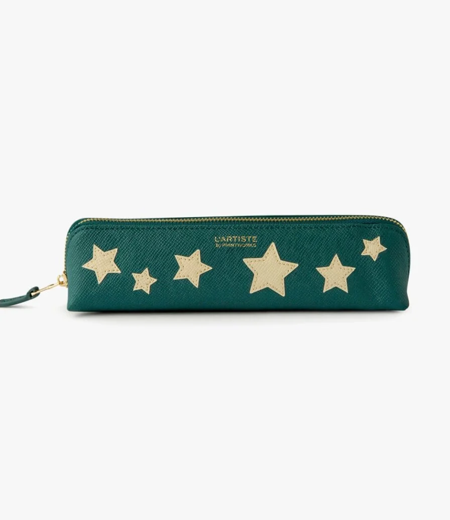  Beige With Blue Stars Pencil Case by Printworks