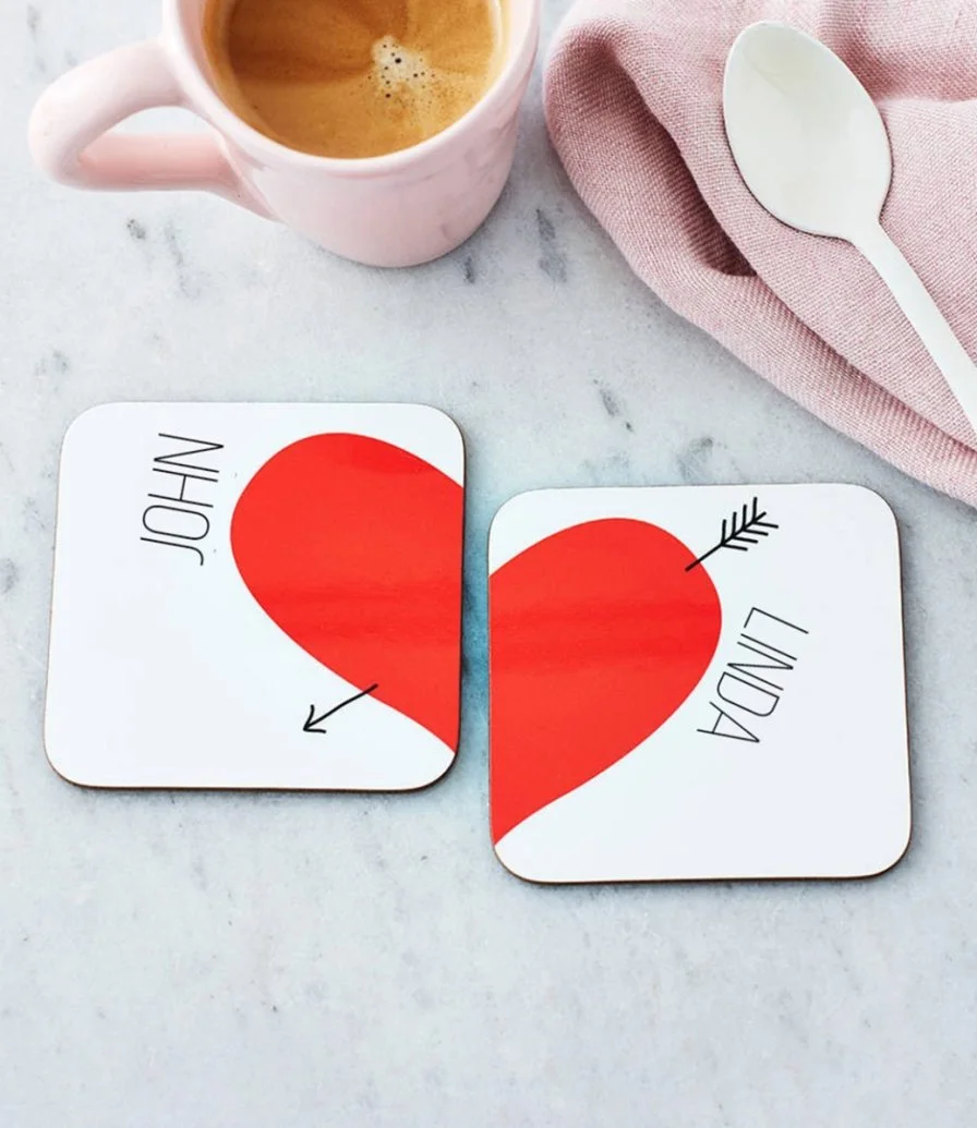 Personalized Heart & Names Coasters