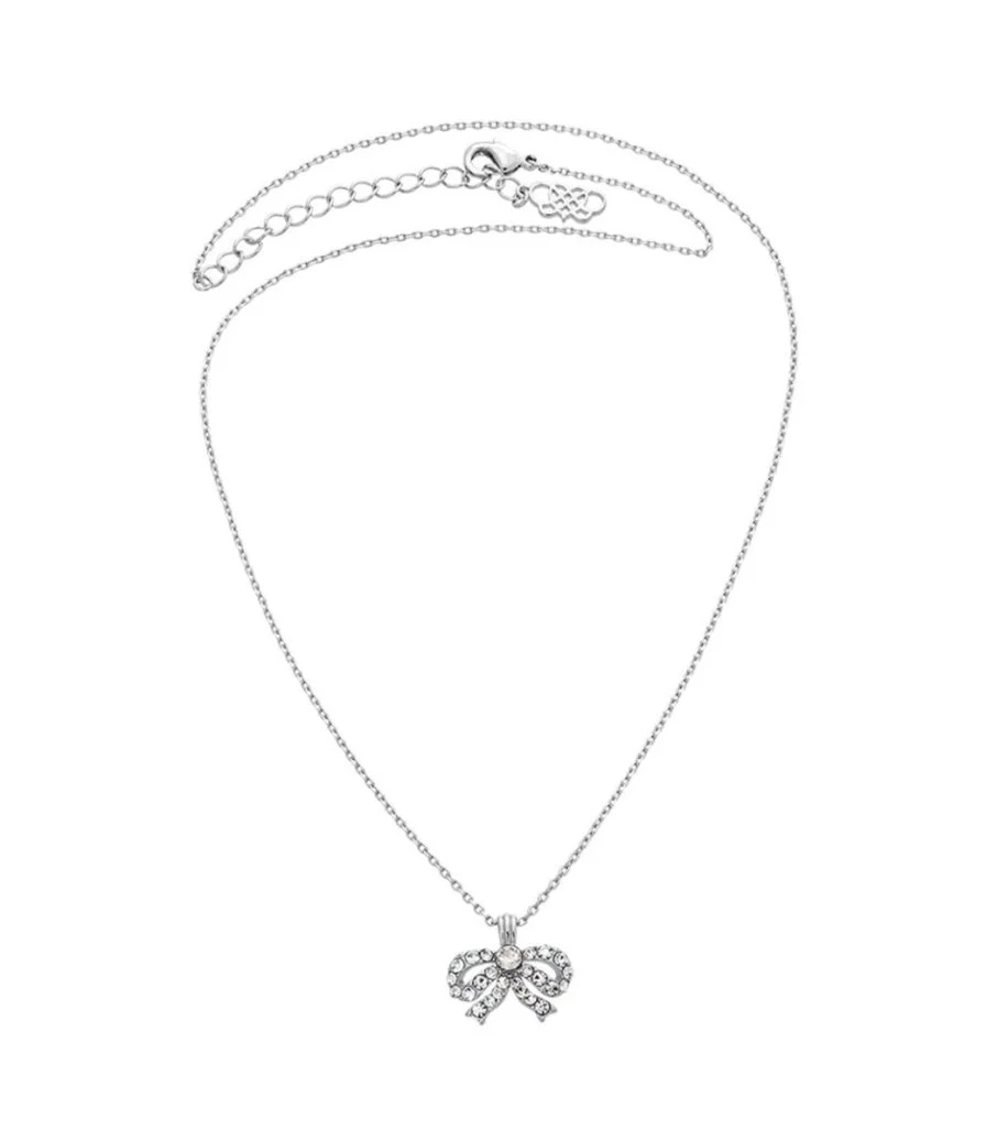 Petite Antoinette Bow Necklace- Crystal (Silver) By Lily & Rose