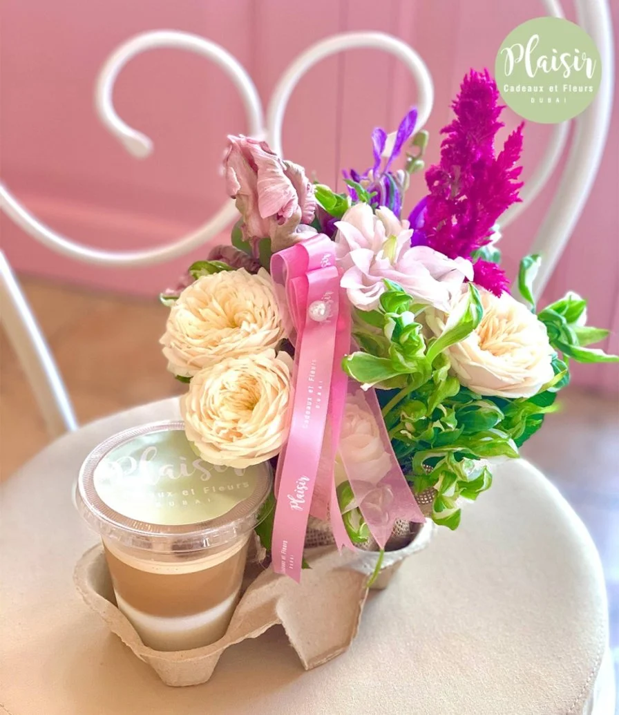 Pick Me Up Coffee and Flower Arrangement by Plaisir