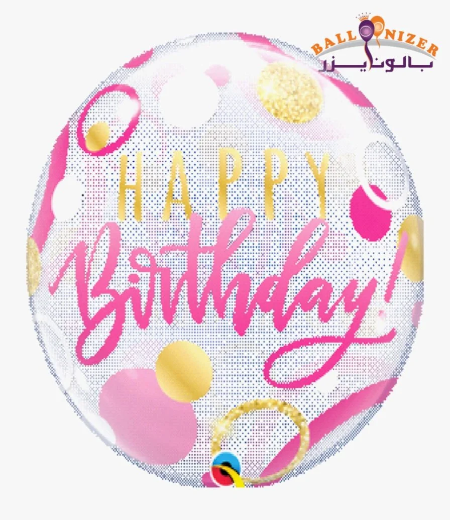 Pink birthday bubbles balloon