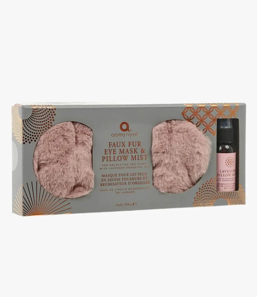 Pink Fur Eye Mask and Pillow Mist Set By Aroma Home