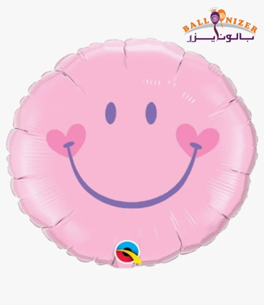 Pink happy face balloon