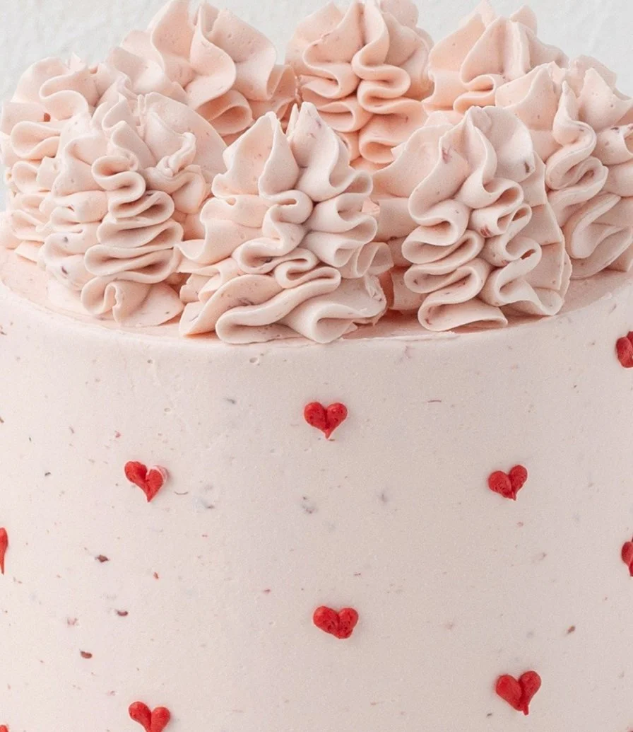 Pink Hearts Valentine Cake by Cake Social