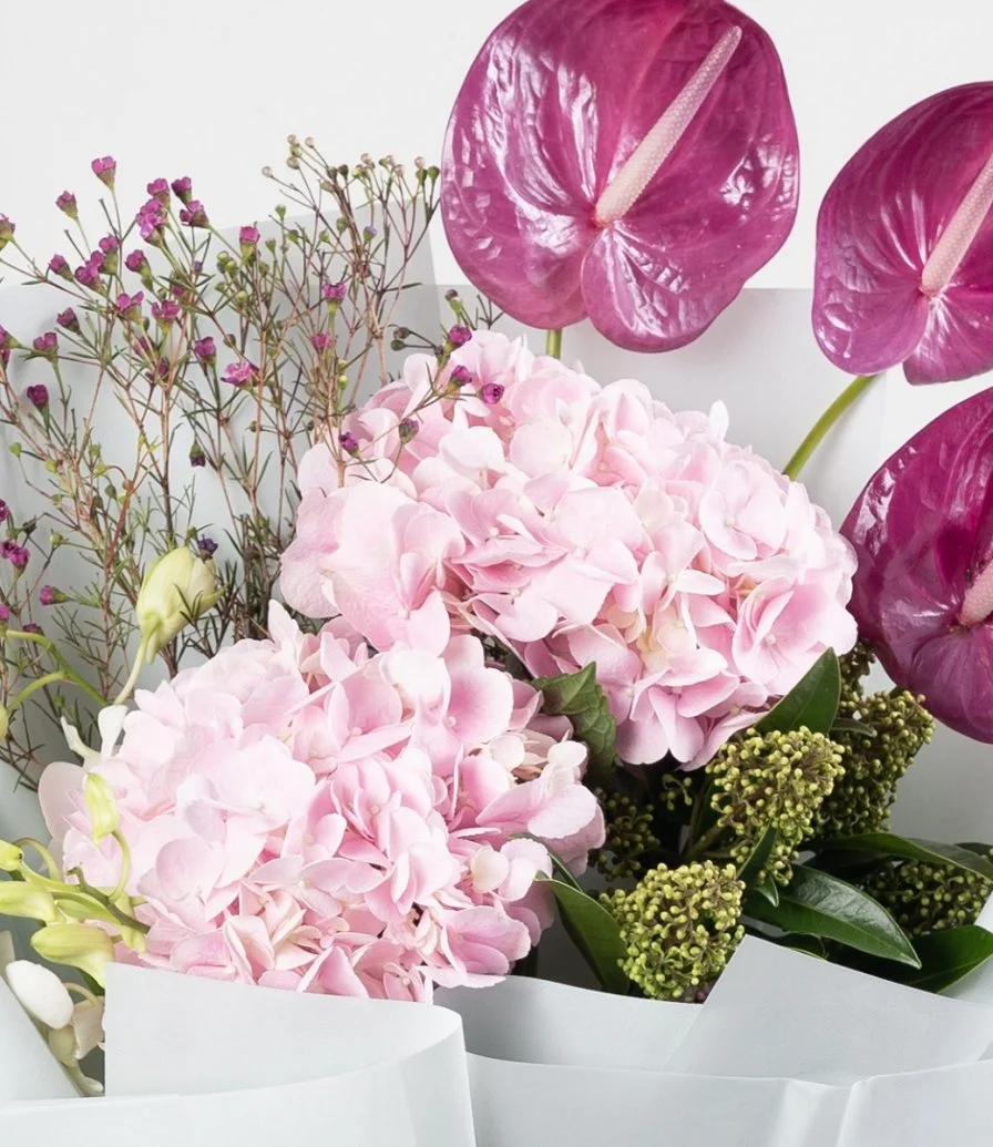 Pink Hydrangea Hand Bouquet