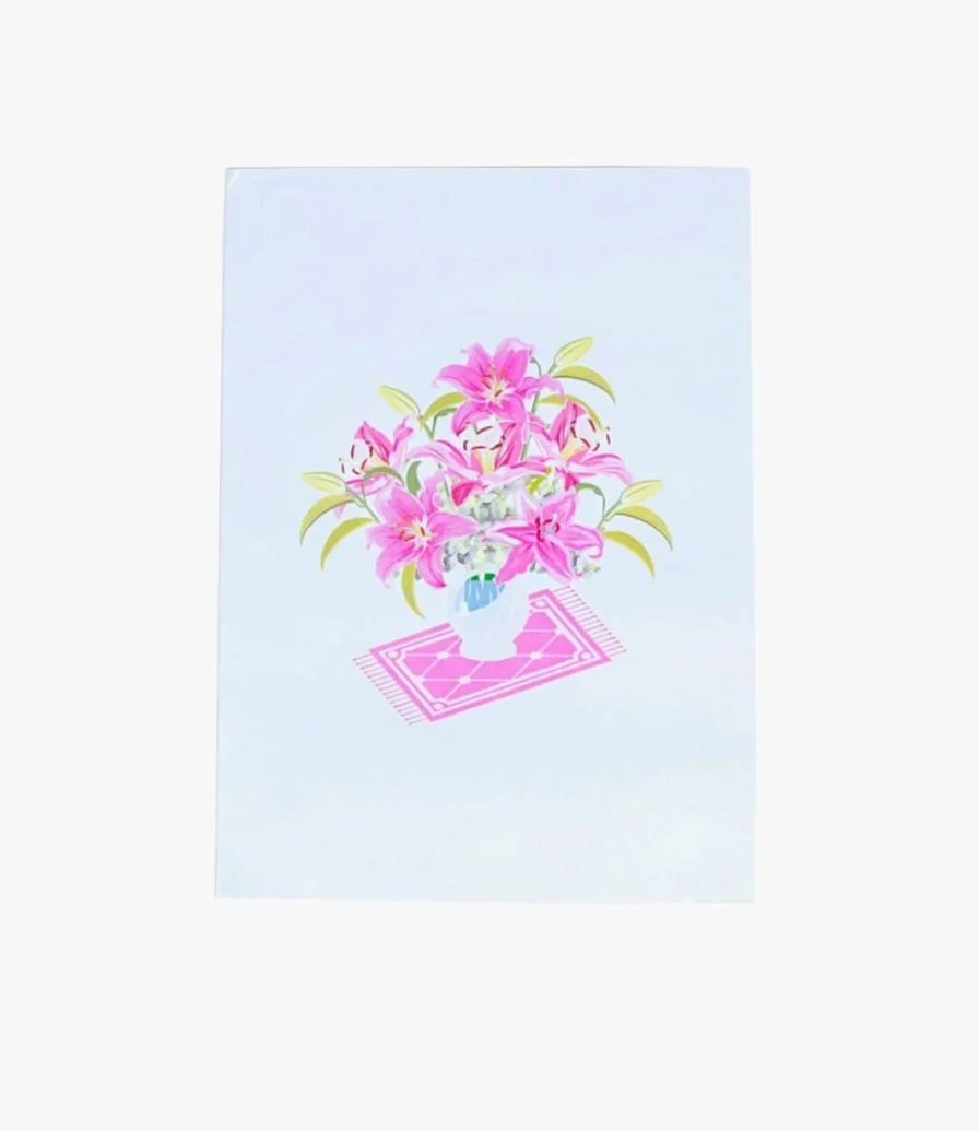 الزنابق الوردية - بطاقة ثلاثية الأبعاد من أبرا كاردس