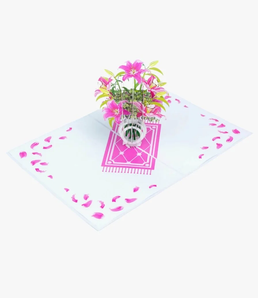 الزنابق الوردية - بطاقة ثلاثية الأبعاد من أبرا كاردس
