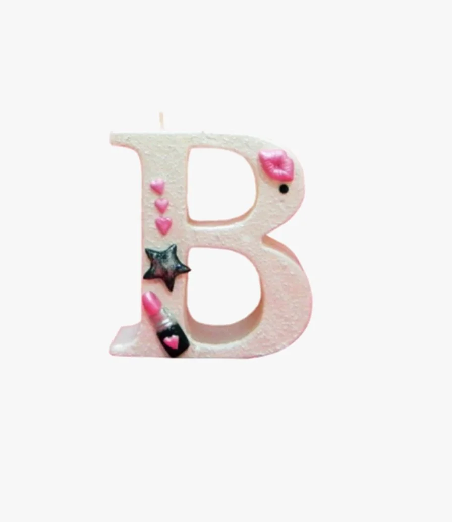 Pink Lipstick and Kiss Letter Candle - B