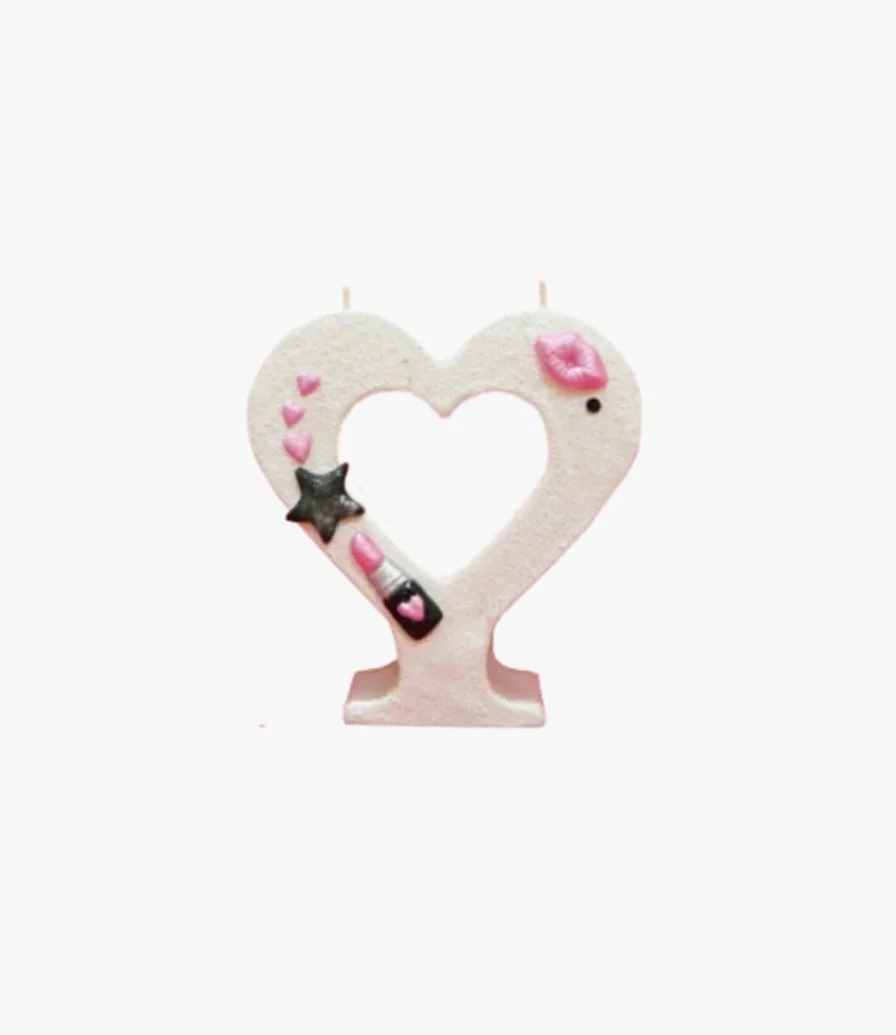 Pink Lipstick and Kiss Letter Candle Heart 2
