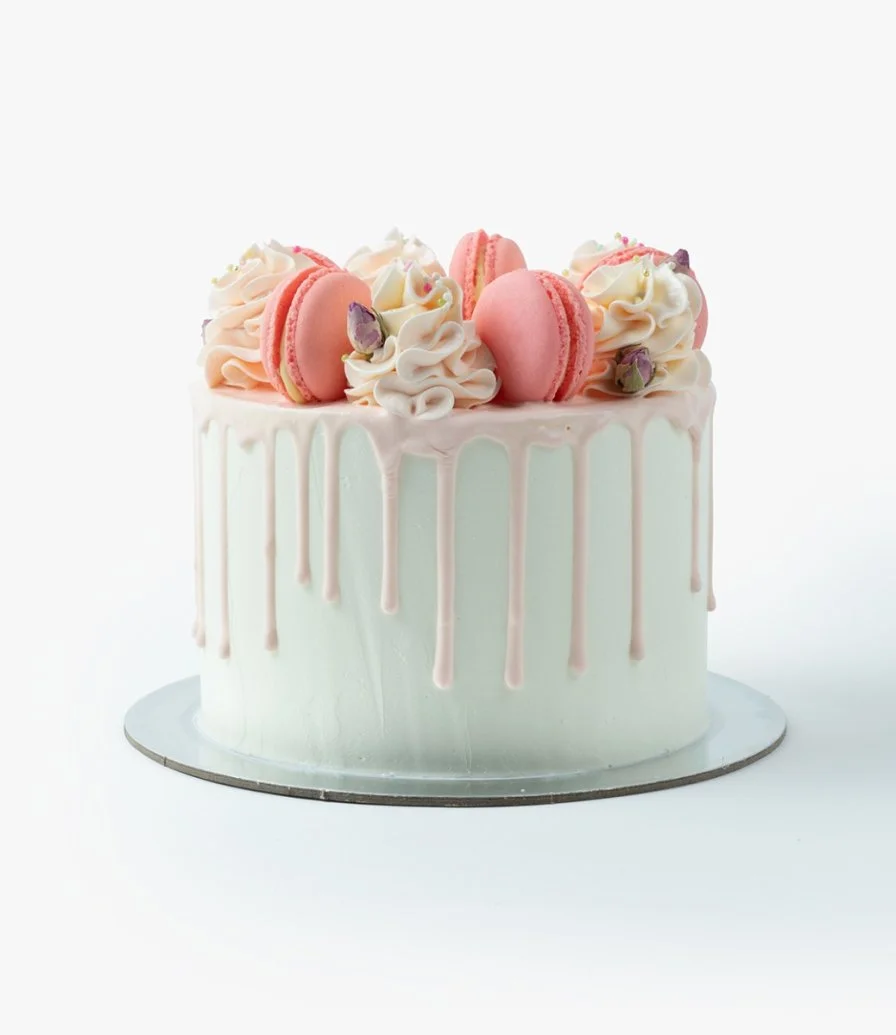 Pink Macaron Drip Cake by Cake Social