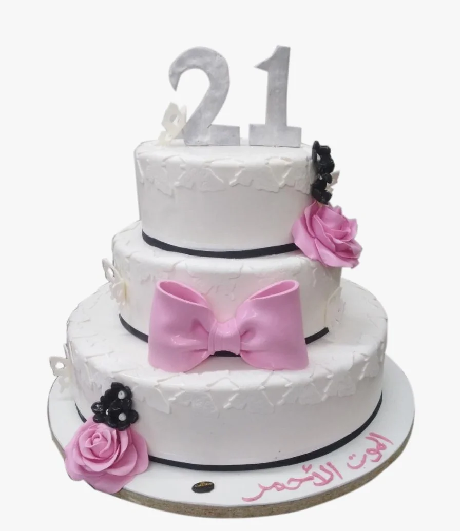 Pink Ribbon 3D Birthday Cake