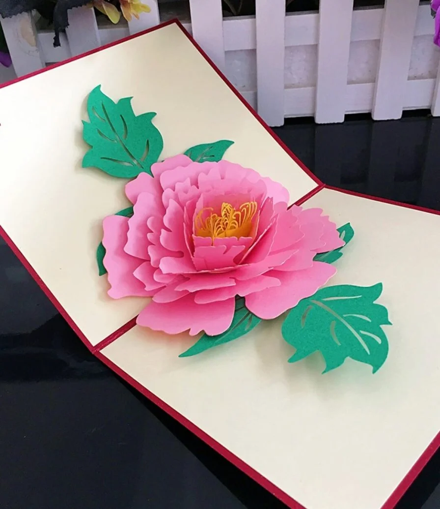 Pink Rose 3D Greeting Card