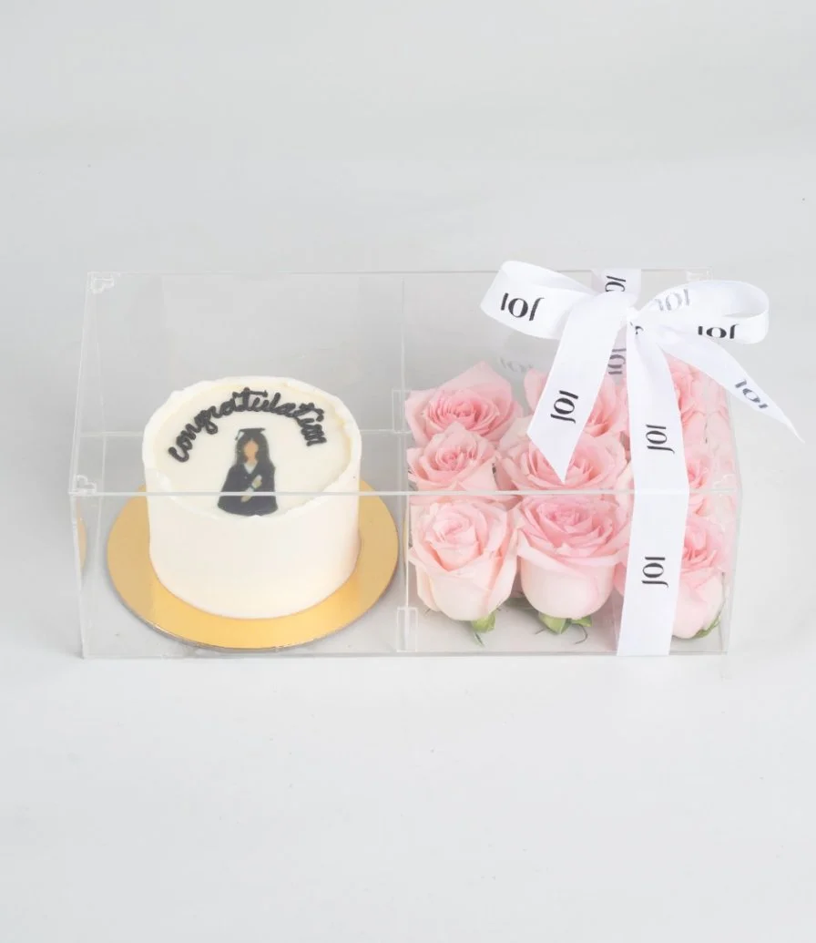 Pink Roses and a graduation cake Bundle