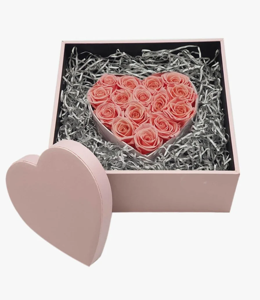 Pink Roses Love Heart Box