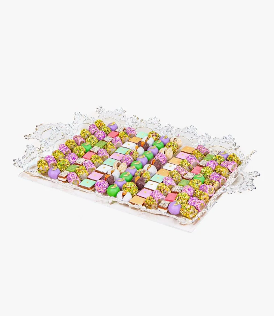 Plexi Tray with Assorted Arabic Sweets 101 pcs by Forrey & Galland