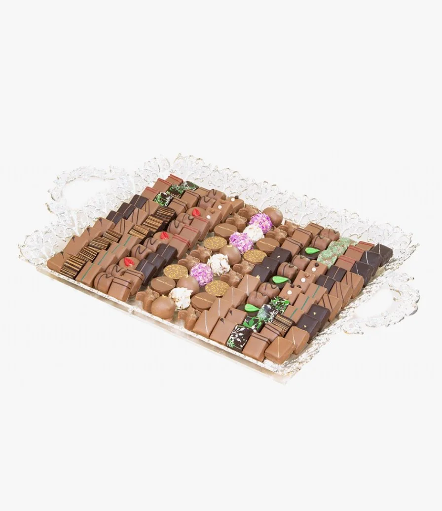 Plexi Tray with Assorted Chocolates 132 pcs by Forrey & Galland