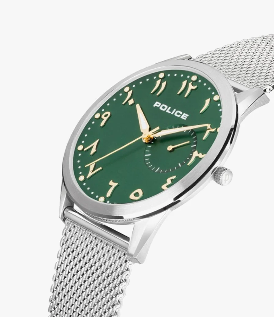 Police Green Arabic Dial Watch for Men