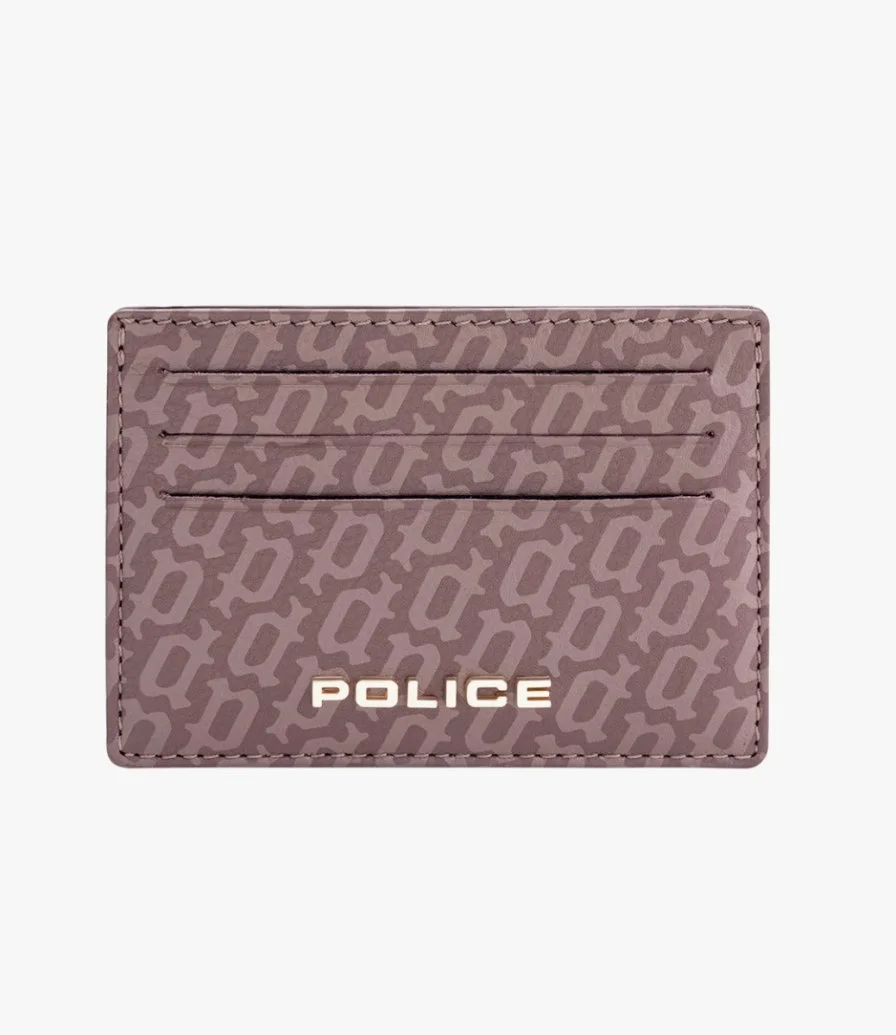 Police Hallmark Brown Leather Cardholder for Men
