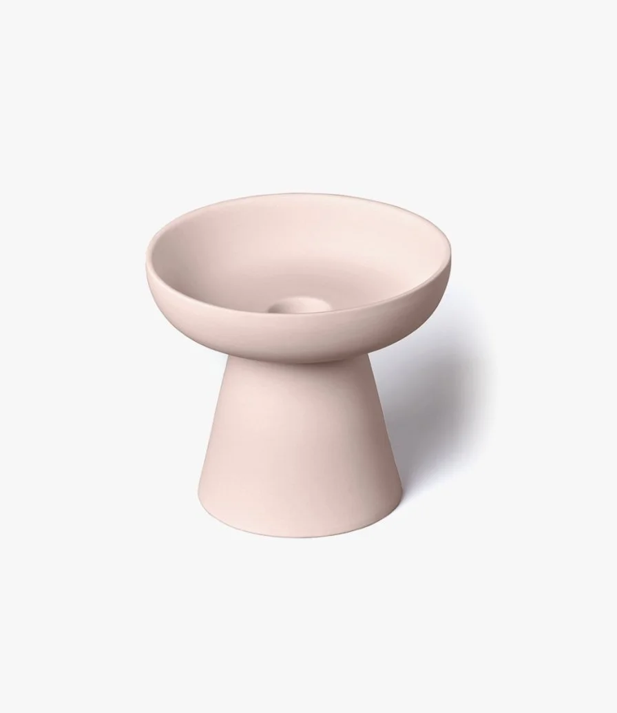 Porcini Pillar & Taper Candle Holder - Soft Pink Matte Ceramic - Medium