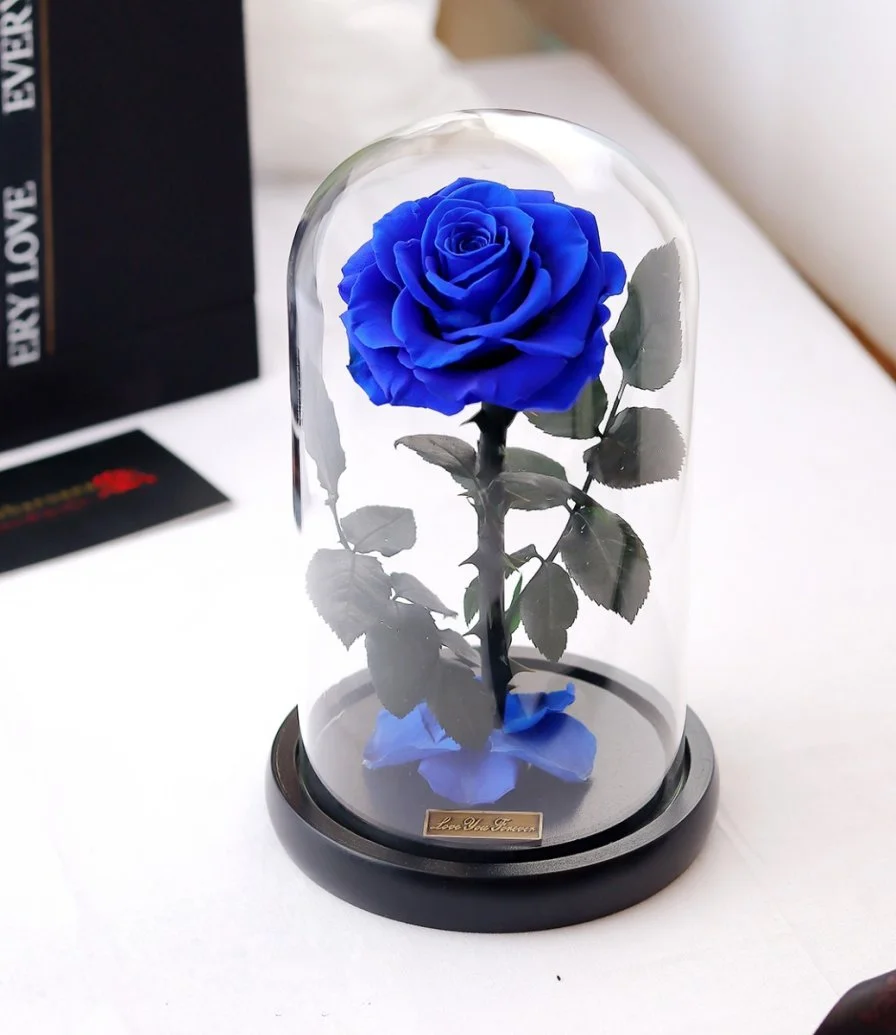 Preserved Blue Rose in Glass Dome from iluba