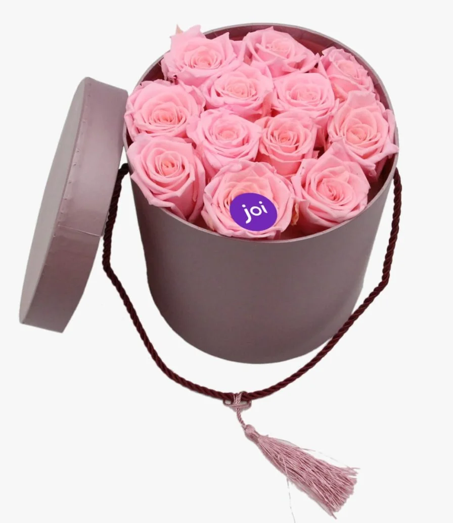 Pink Roses in a Purple Box