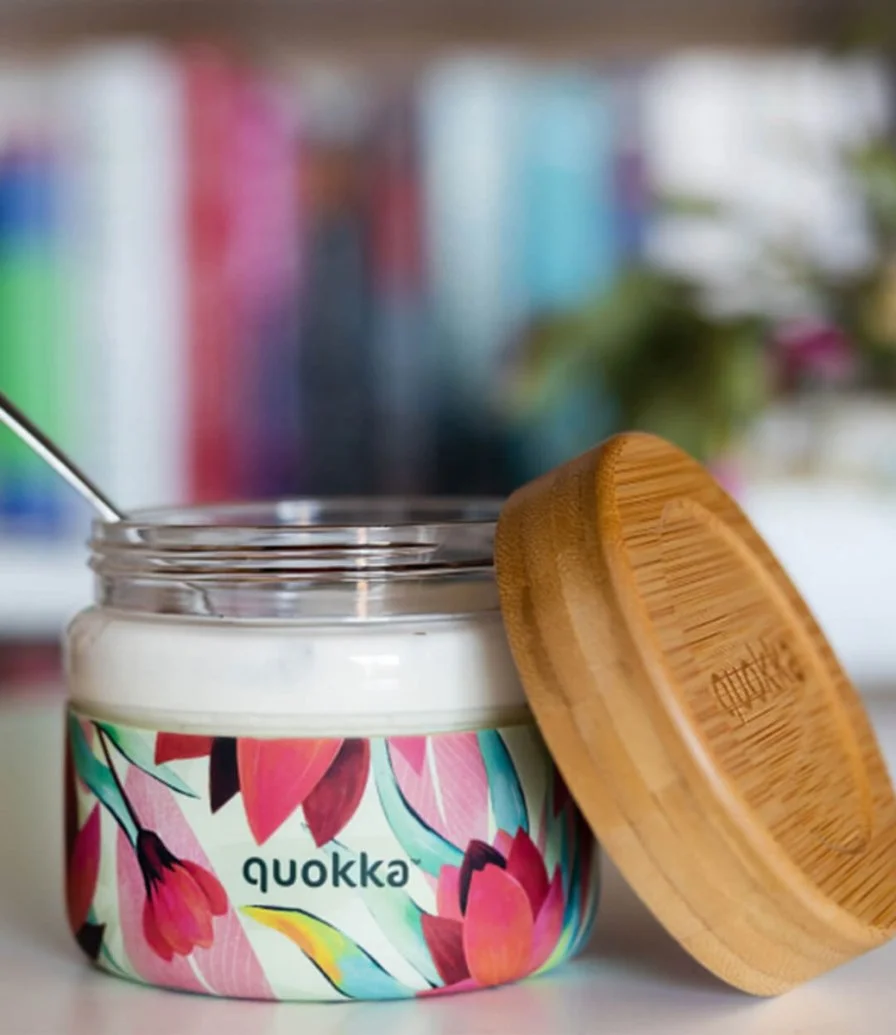 Quokka Glass Food Jar With Silicone Cover Spring 500 Ml