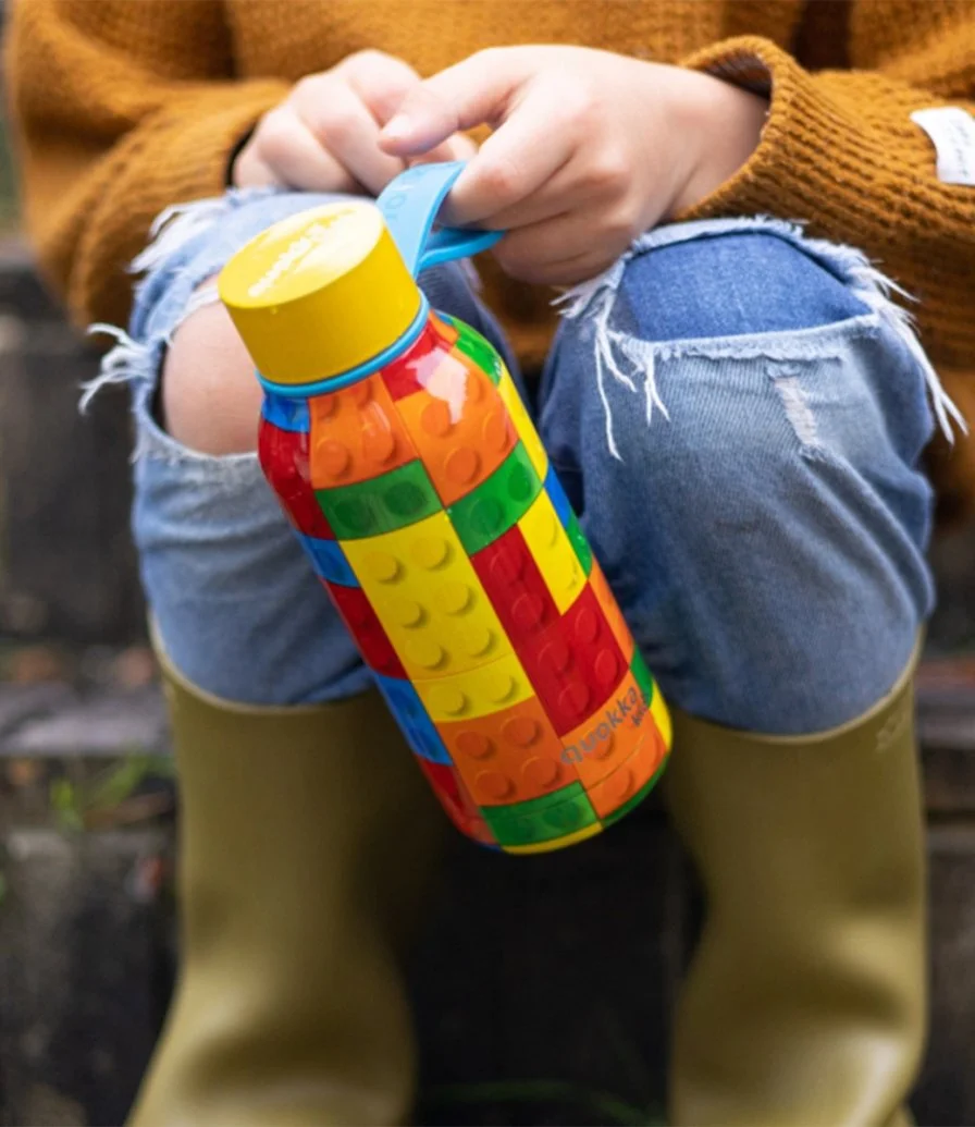 Quokka Kids Thermal SS Bottle Solid With Strap Color Bricks 330 ml