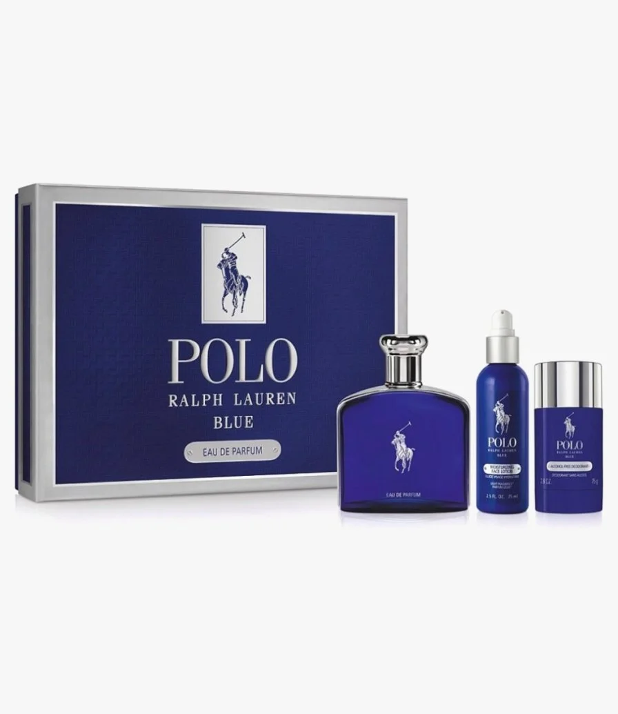 RALPH LAUREN Polo Blue Men's Set Eau de Perfume 125 ml + 75 ml Face Moistrizer + 75 ml Deo Stick