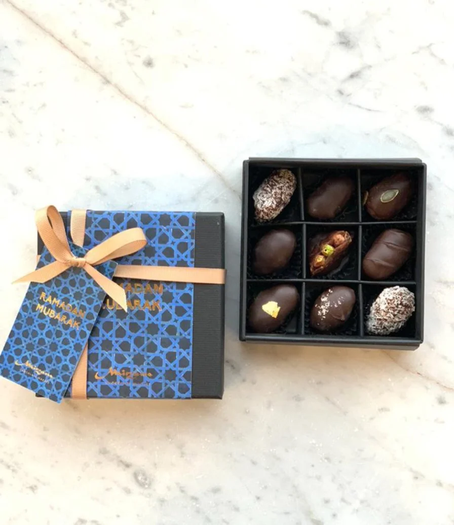 Dark Chocolate Dates Box of 9  By Mirzam