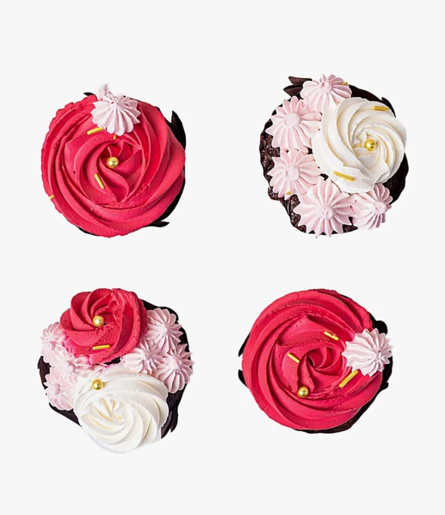 Red & Pink Cupcakes Set of 4 by NJD