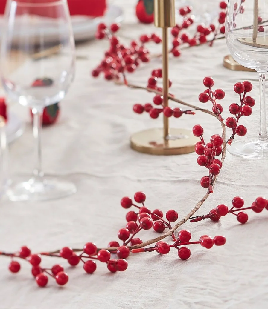Red Berry Foliage Christmas Garland by Ginger Ray