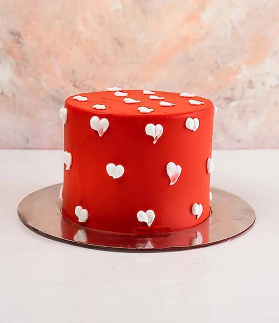 Red Cake with Hearts by NJD