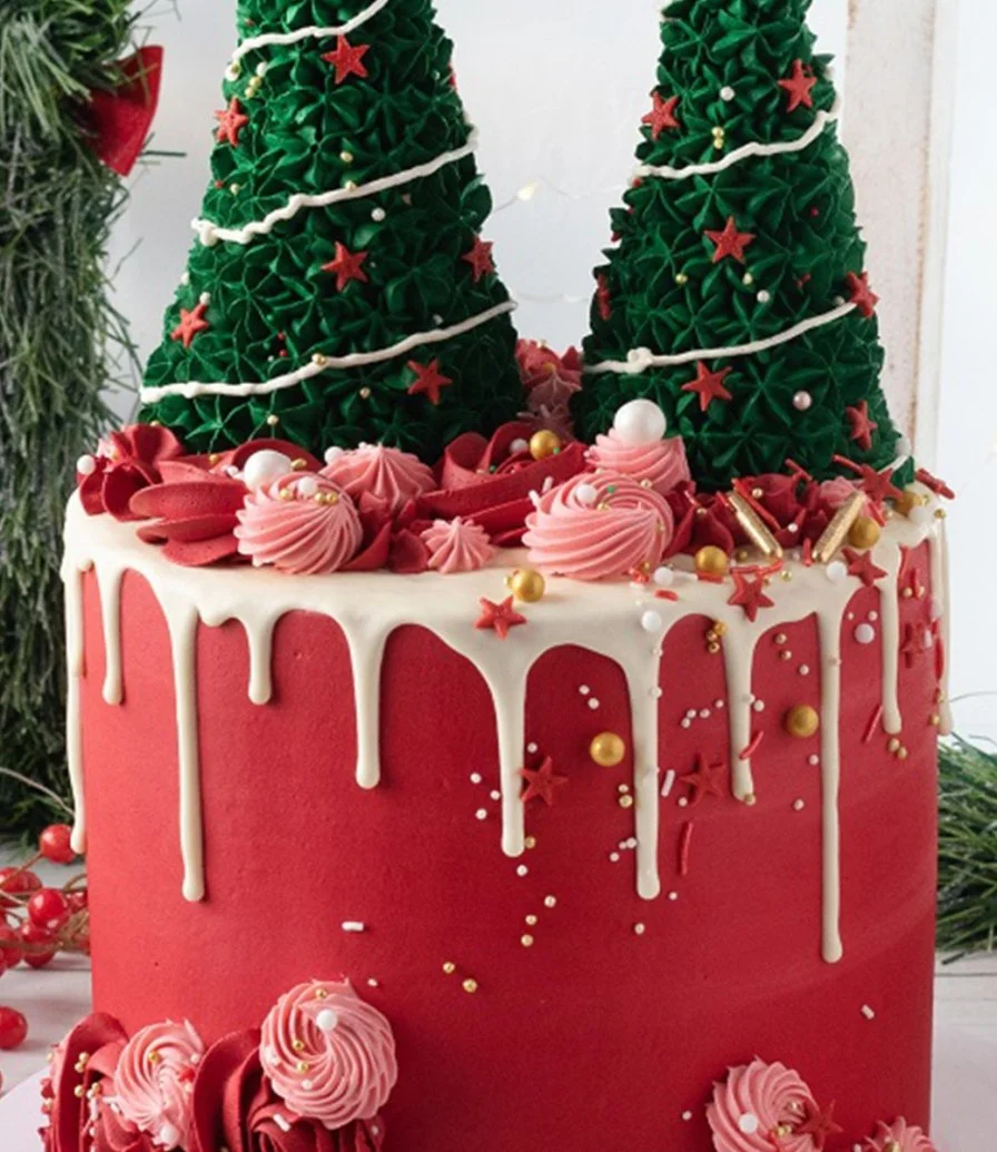 Red Christmas Tree Cake by Cake Social