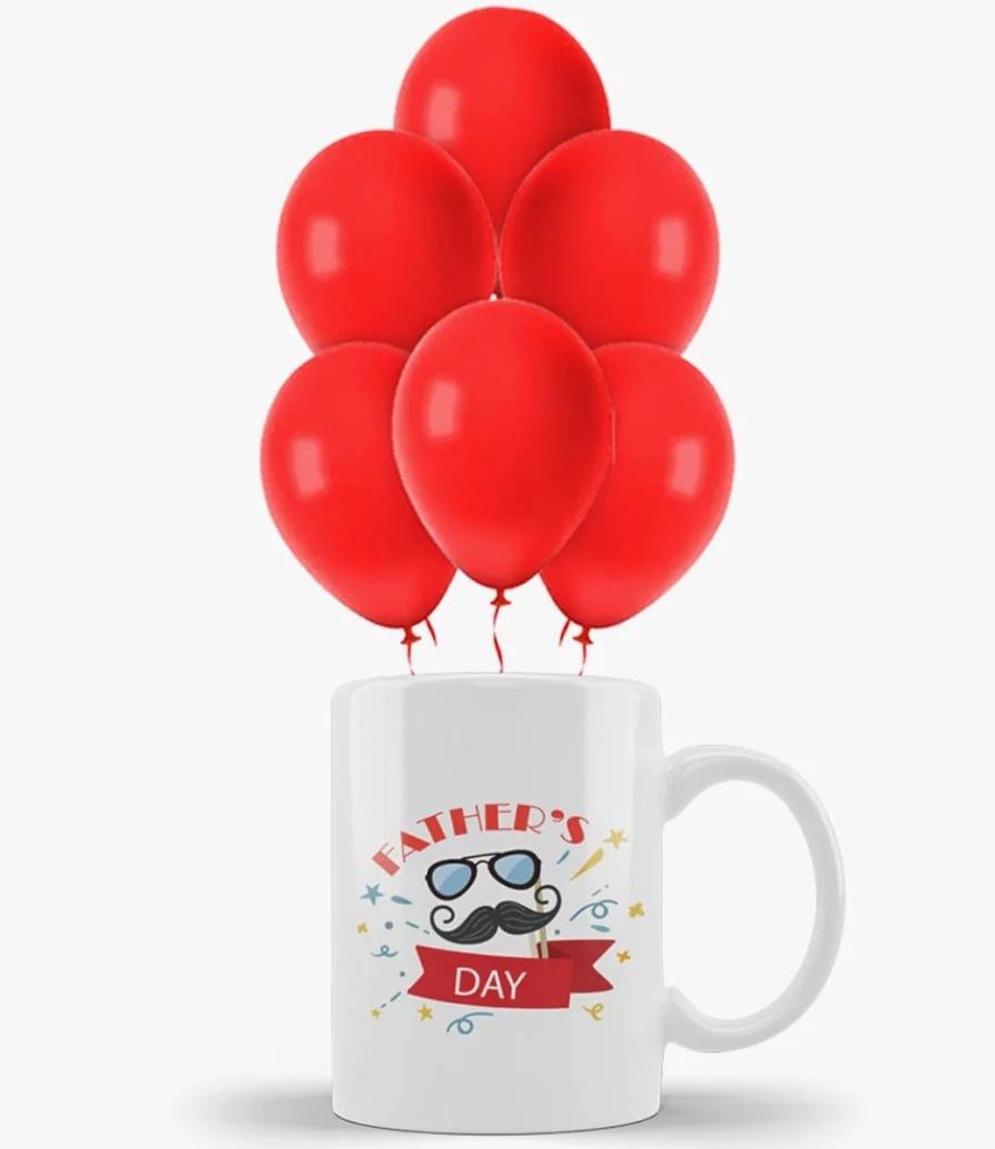 Red Father's Day Mug And Balloon Bundle