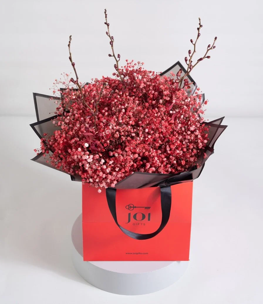 Red Gypsophila Flower Bag & Caramel by Hanovarian Bundle