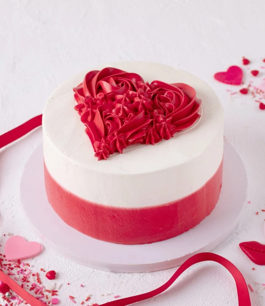 Red Heart Rose Cake by Cake Social