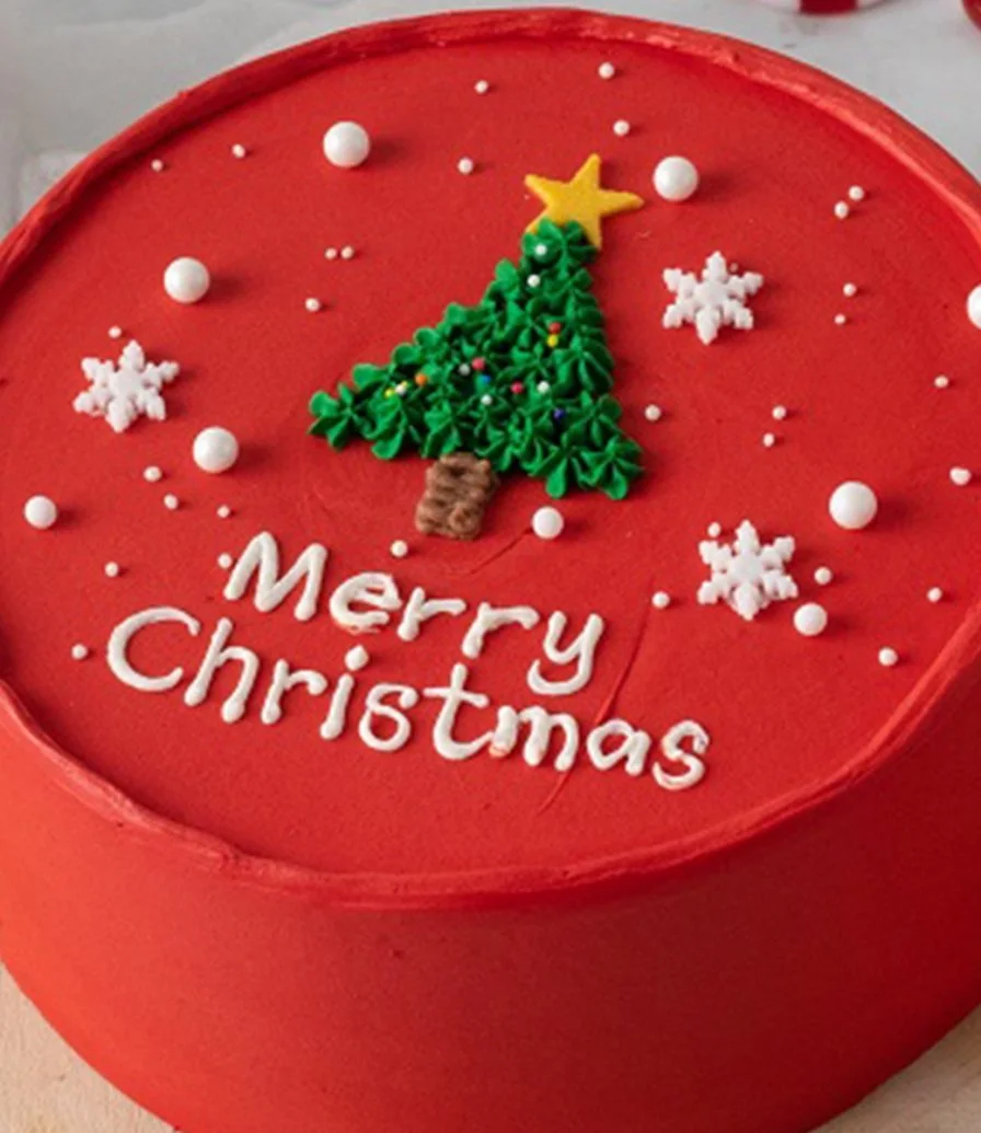 Red Merry Christmas Cake by Cake Social