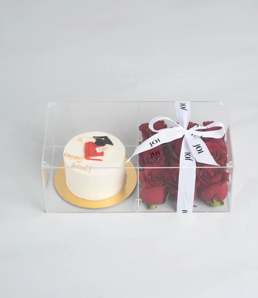 Red Roses and a graduation cake Bundle