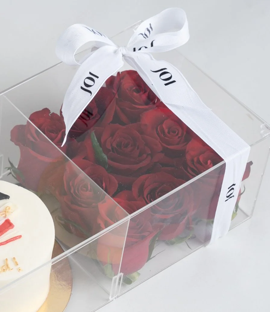 Red Roses and a graduation cake Bundle